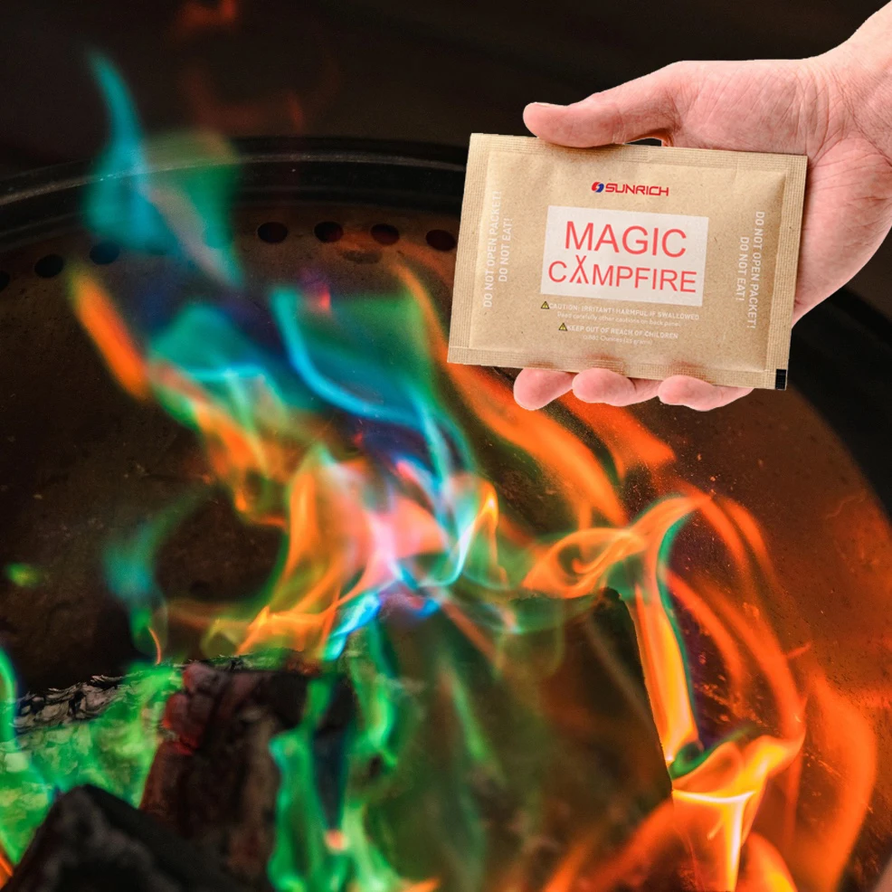 Sunrich magic fire powder in sachets for campfires and fireplaces colour change flames campfire magic