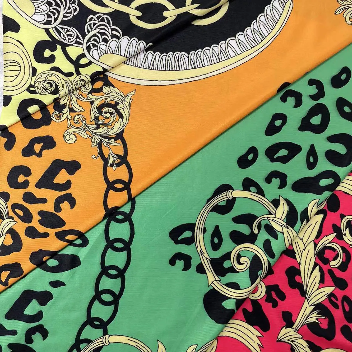 RL  customize Digital printing ethnic totem leopard print milk silk fabric Print Fabric for garment