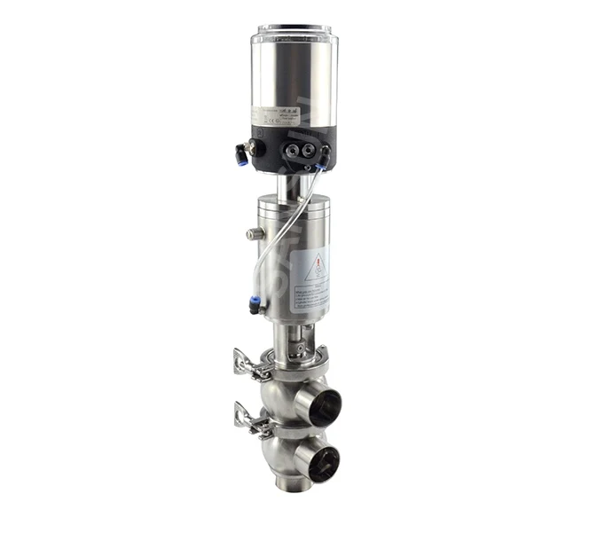 Sanitary  pneumatic divert seat valve with  control feedback positioner IL-TOP ASI-BUS 24V 4-20mA