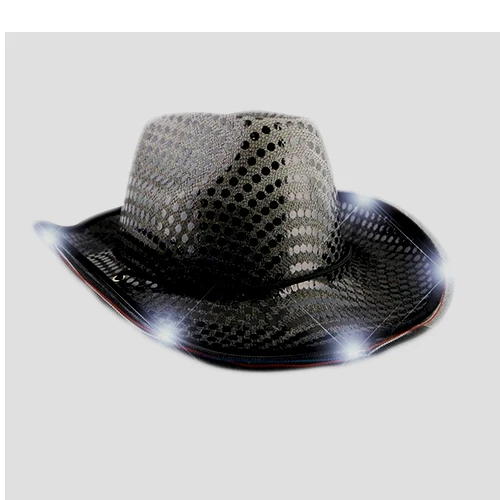 Super Bright LED Light Up Flash Happy New Year Cowboy Hat