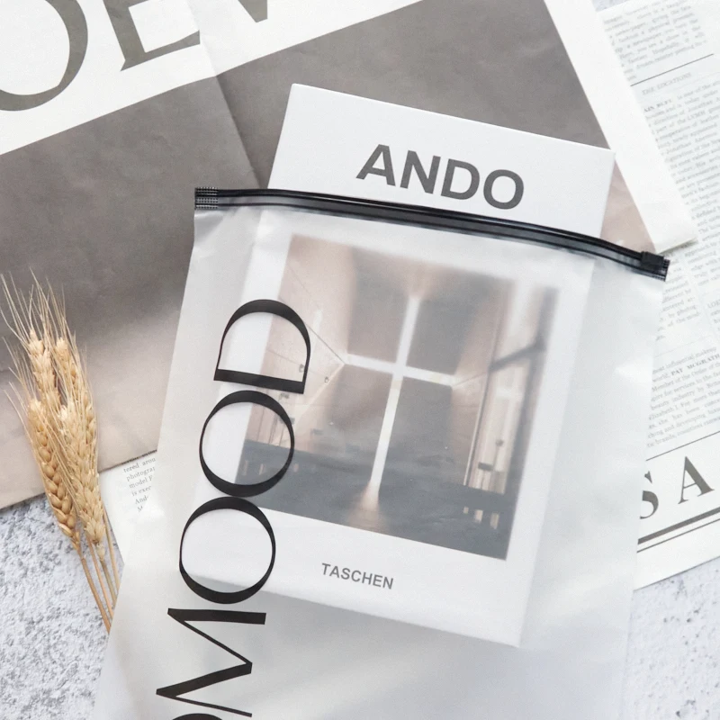 manufacturer made black frosted zipper slider plastic zip lock packaging bags for clothes with custom logo