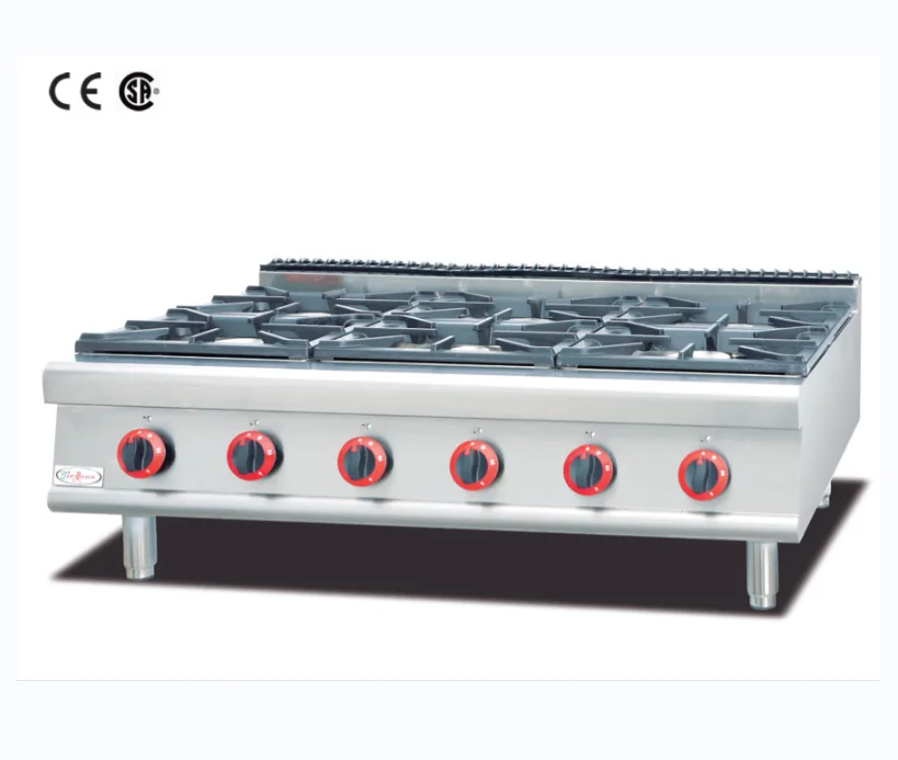 Коммерческая газовая плита 1200 мм с 6 горелками оборудование для приготовления пищи CE