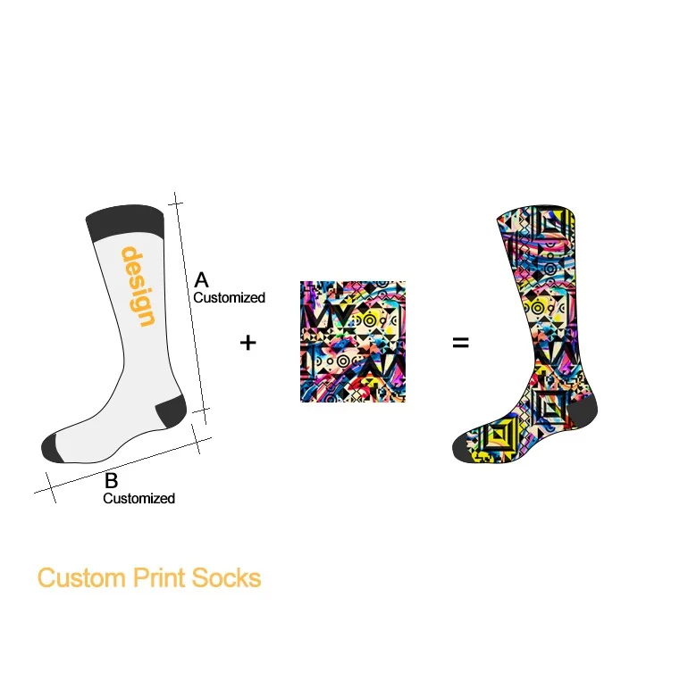 Носки с сублимационной печатью логотипа на заказ, модные носки с цифровой печатью 3d 360, носки с 3d-печатью