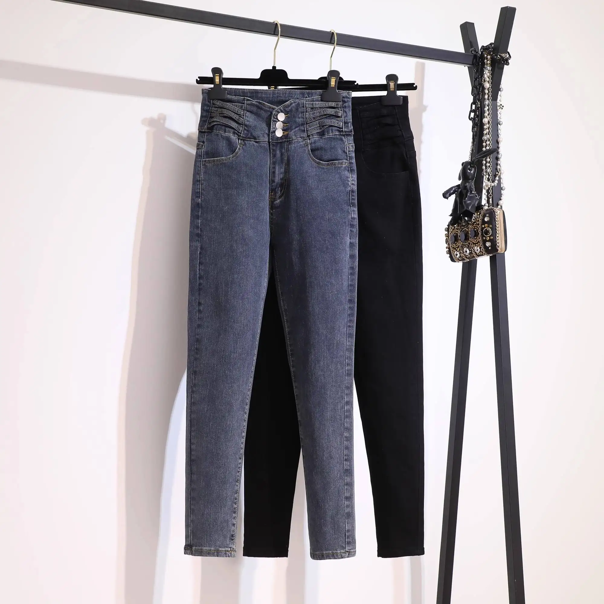 Buy Cheapest Custom European Fashion Female Denim Pants Women High Waist Skinny Jeans Best Price