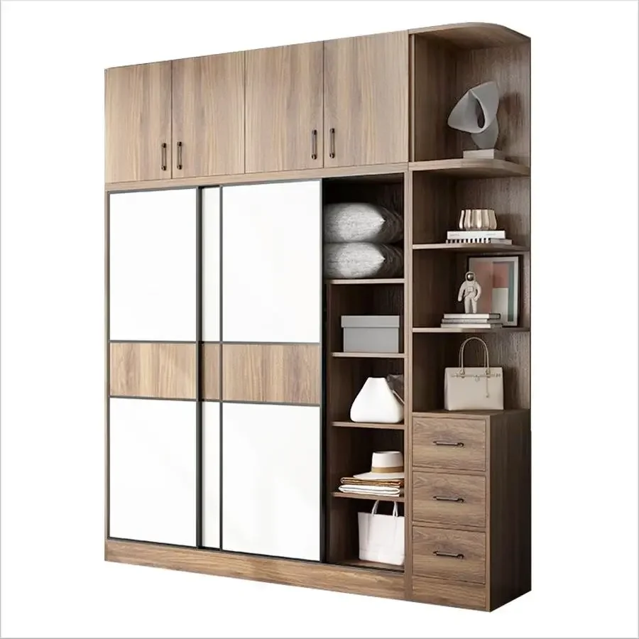 Wholesale customization storage cabinet bedroom sliding door MDF bedroom wardrobe furniture for small house wardrobe