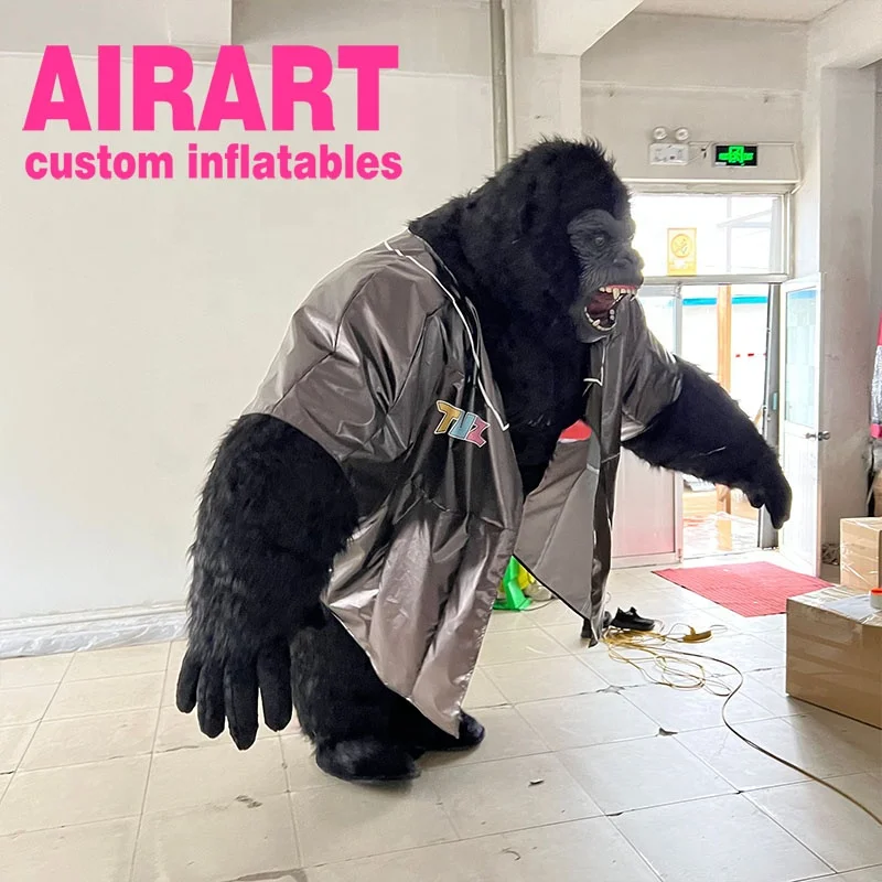 Большой надувной костюм гориллы для Хэллоуина взрослых плюшевый пушистый