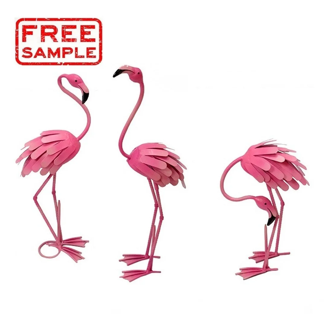 FREE SAMPLE Decorative Garden Animal metal craft outdoor figurine statue Garden Decoration Metal Flamingo