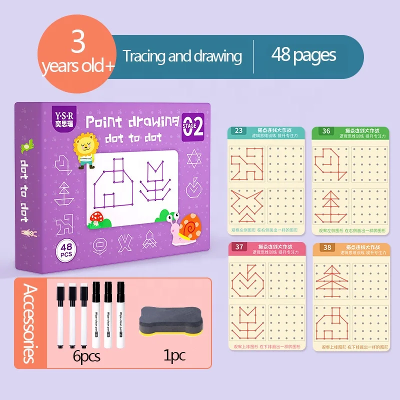 New Design Dot To Dot Book Stroke Line Dot Toddler Erasable Paper Training Book Pen Control
