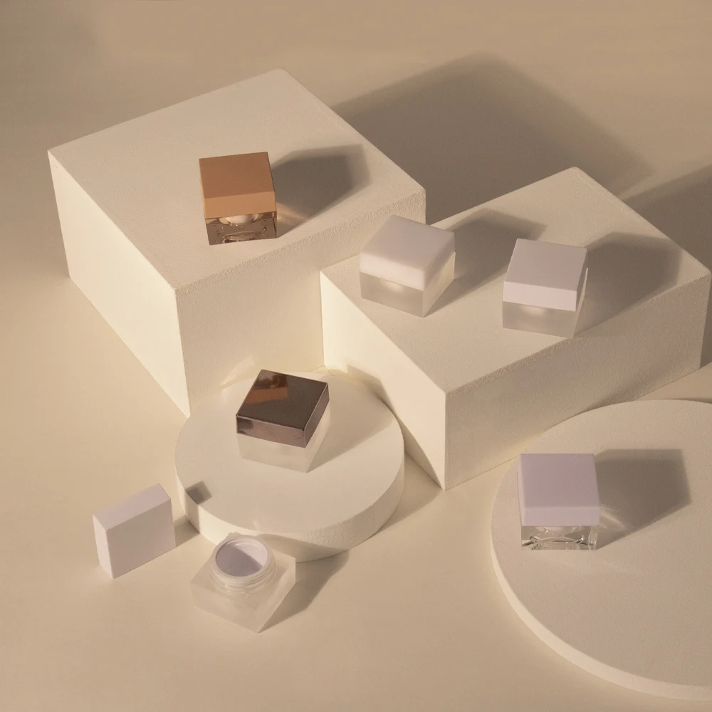 3g 5g 10g 15ml Square custom uv cap plastic jars for the painting gel polish dip powder and cosmetic cream jar with white lid