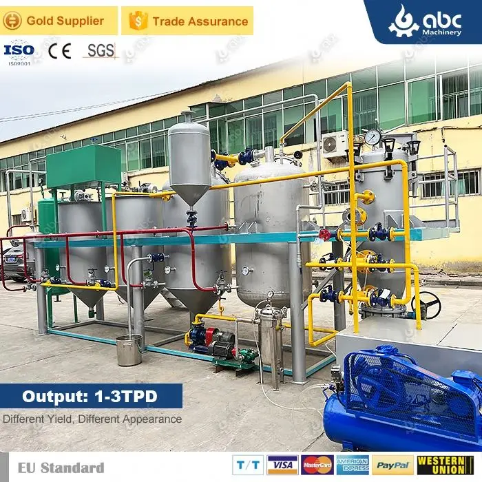 Small Mini Crude Palm Mustard Groundnut Sunflower Oil Refinery Machine For Refining/Processing,Coconut,Sesame,Soybean Edible Oil