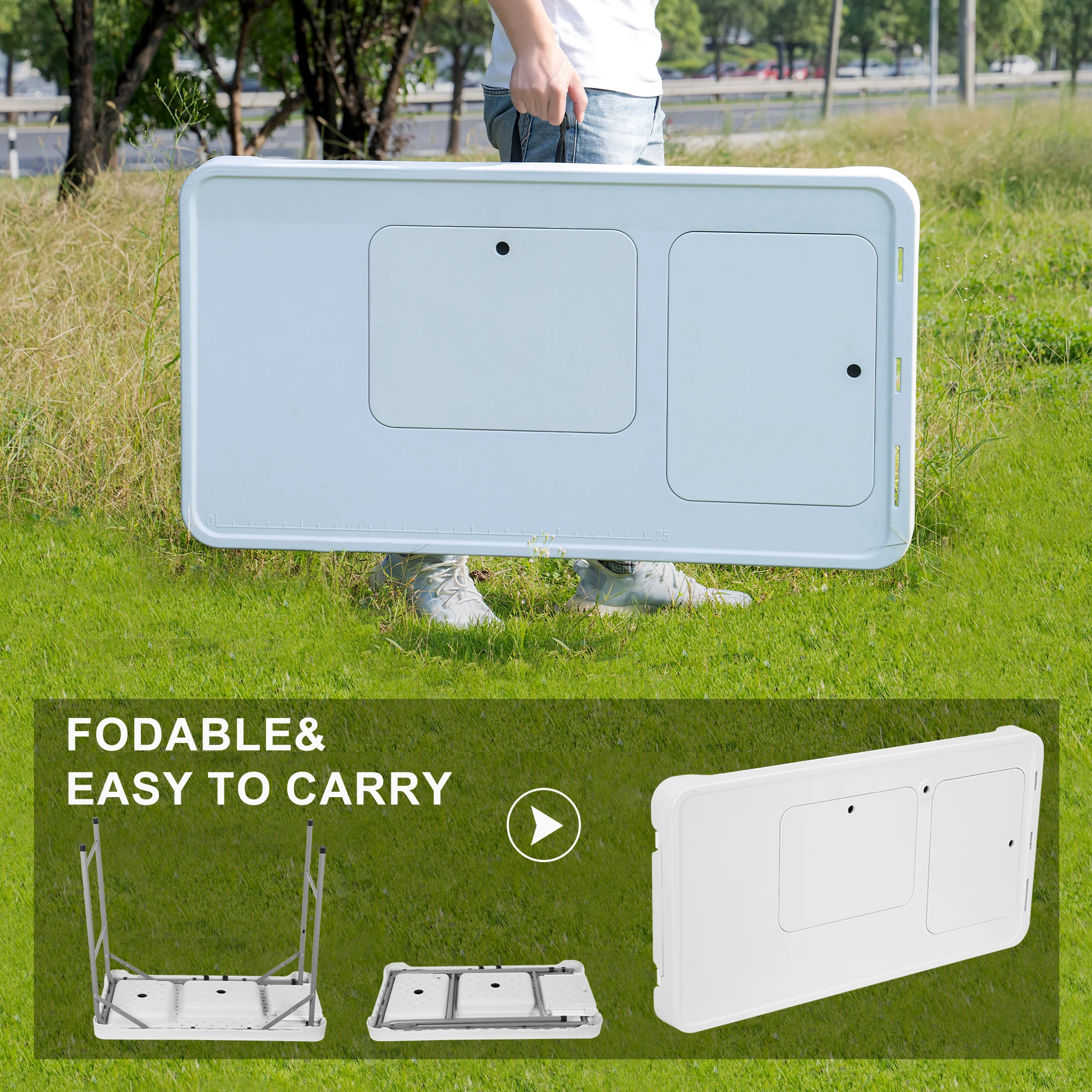 Outdoor camping fish cleaning table double sink with mesh