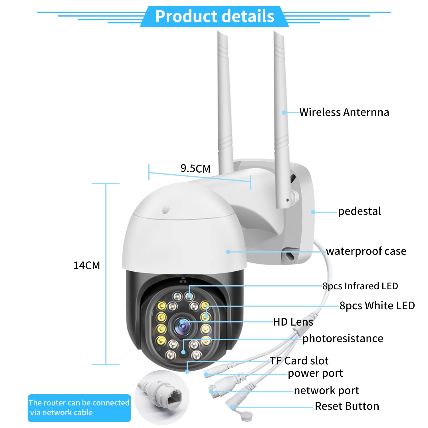  Verto оптовая продажа 2.0MP Открытый водонепроницаемый безопасности Wifi PTZ ip камера беспроводная 1080P