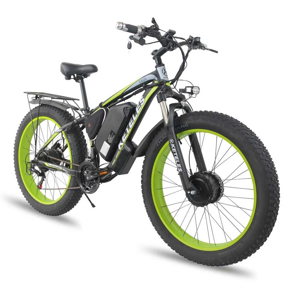 Dual Motor KETELES K800 23AH Lithium Battery 26x4.0 inch Fat Tire E-Bike 2000W Electric Bike with Front and Rear 2 Motors