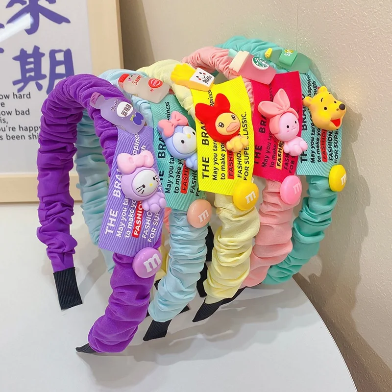 Cartoon KT Princess Headband Colorful Children Handmade Hairband Elastic Kids Hair Accessories Accesorios Para Cabello
