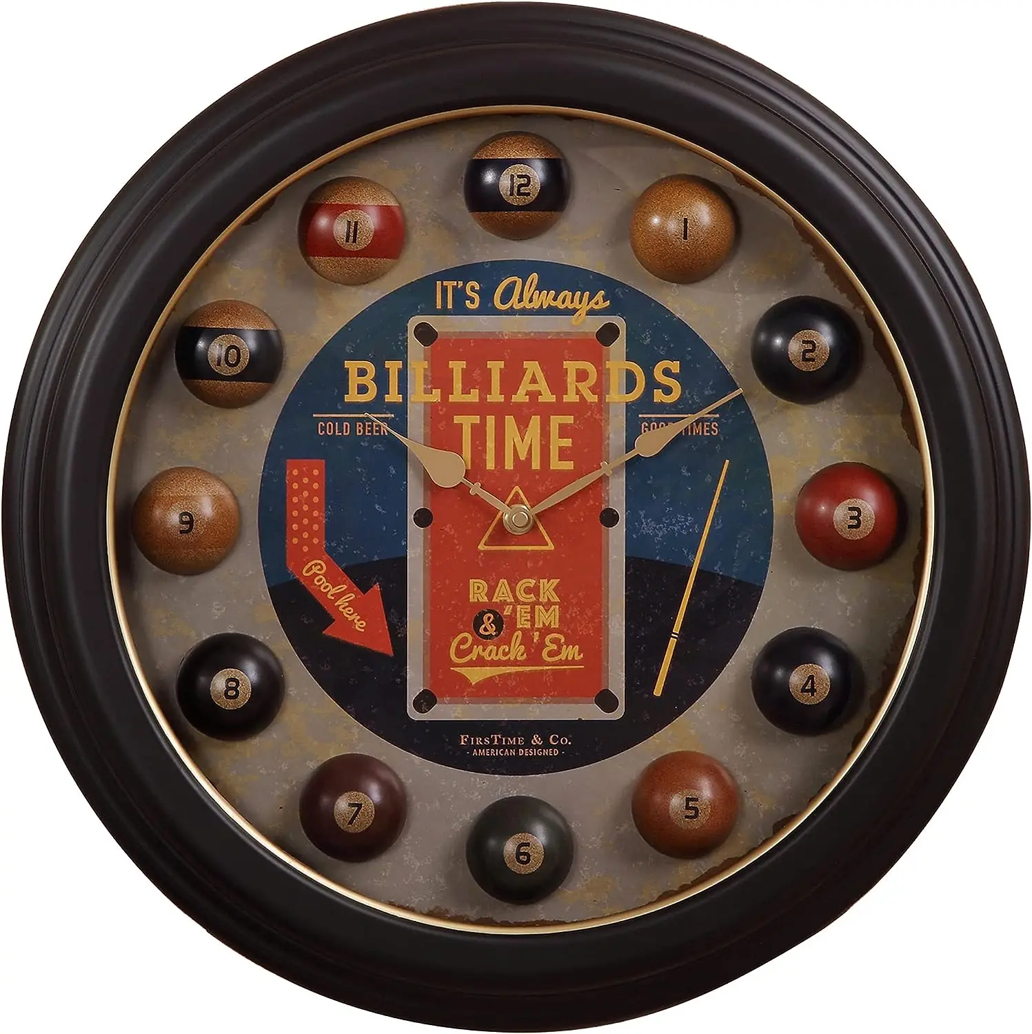 Alboxy Home Decor Circular sports 3D pool ball creative design gift wall clock plastic wall clock