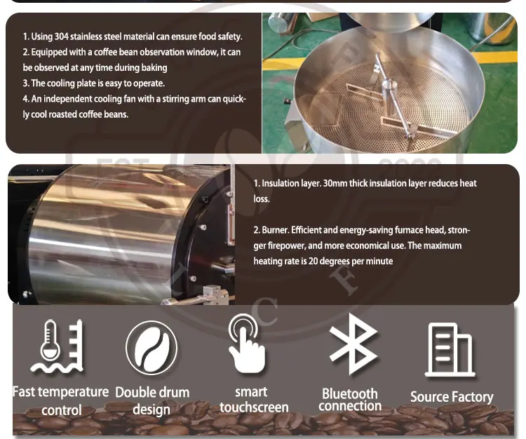 Advanced Structure Colombia Coffee Beans Roaster  Vietnam Coffee Bean Roasting Machine  Coffee Roasted Bean Production Machine