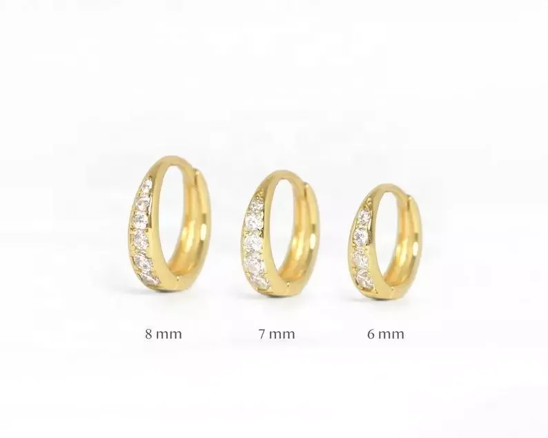 925 sterling silver inlay zircon high quality 3 size fashion jewelry mini hoop earring for women