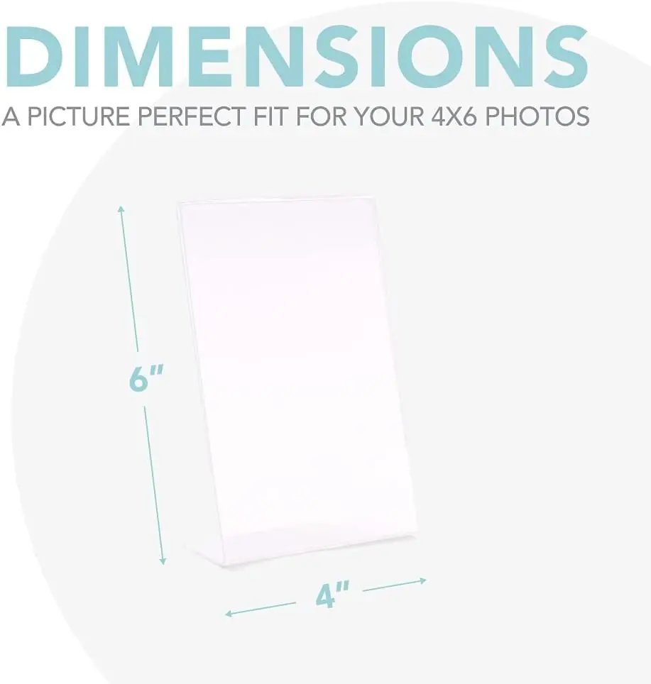 Photo Booth Frames - 4x6 Inch Clear Acrylic Plastic Display, Slanted Back Vertical Standing Picture or Display Sign Holder with