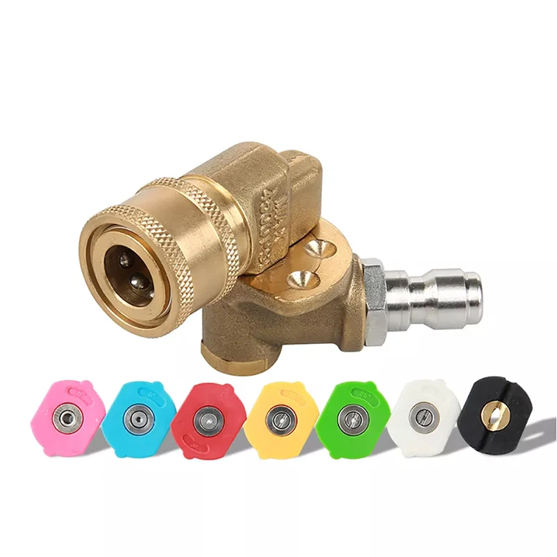 SPS 180 Degree High Pressure Washer Seven Nozzle Brass Fittings Quick Connecting Pivoting Adapter Coupler Rotating Nozzle