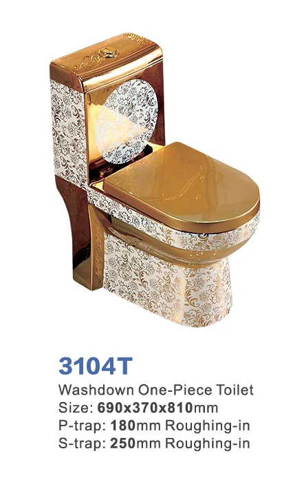 China factory Modern Golden Sanitary Wares Wc One Pieces Gold Plating Toilet for sanitary ware