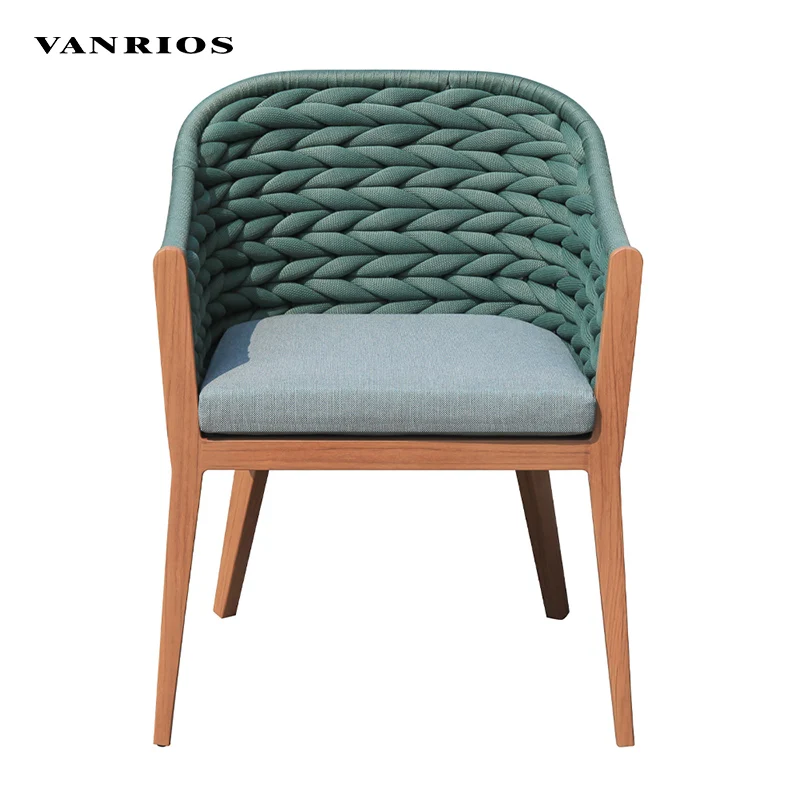 foshan MB4120 luxury aluminum rattan dining outdoor garden furniture olifen rope weaving patio chair with seat cushion