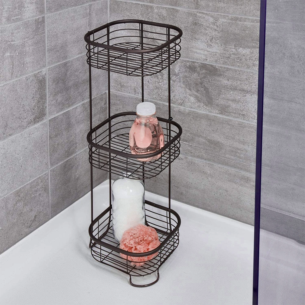 Floor Standing 3 Tier Shower Caddy Shelf Organiser Spa Towel Bathroom Essential Holder Bath Shelf For Trivet Stand