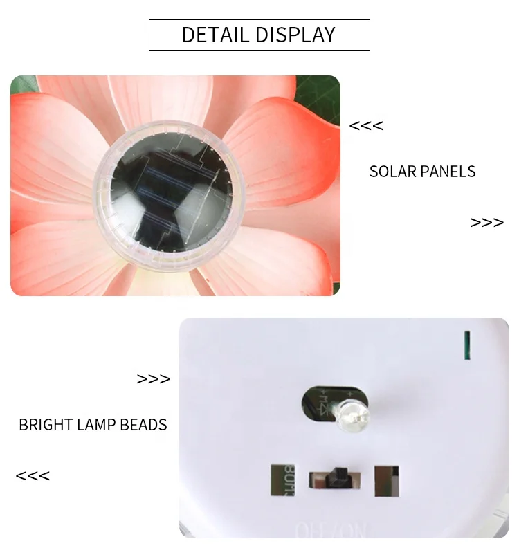 Outdoor waterproof solar garden lamp new Lotus Flower Pond Lantern Light Color Changing Floating LED Flower Light