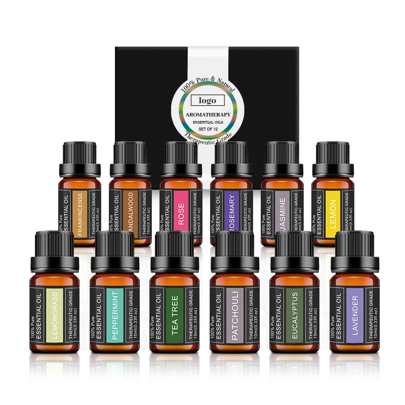 Manufacturers Stock Private Label Bulk Gift Set 10ml*12 Aromatherapy 100% Pure Natural Organic Essential Oil