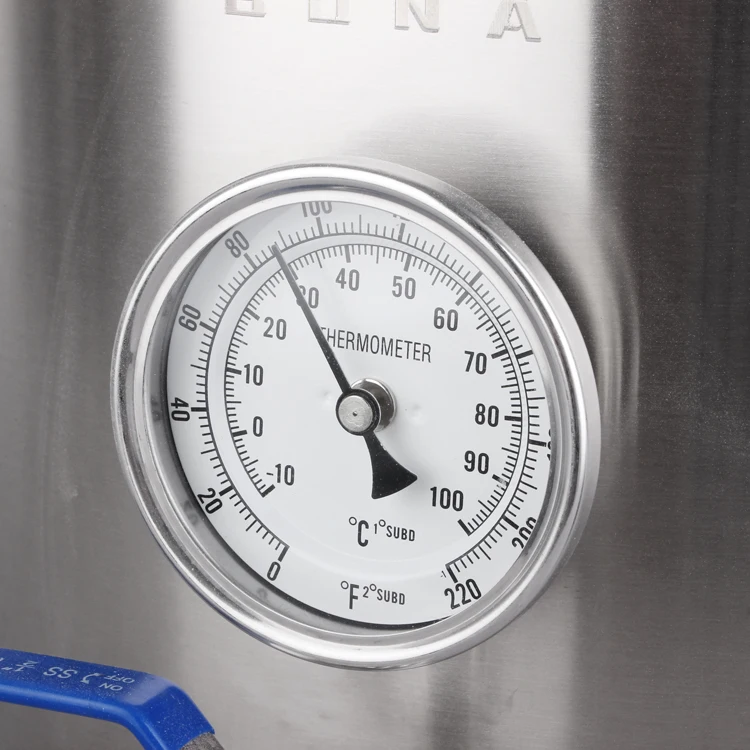 Large Capacity Induction Cooking Pot Stainless Steel Beer Brewing Equipment With Thermometer