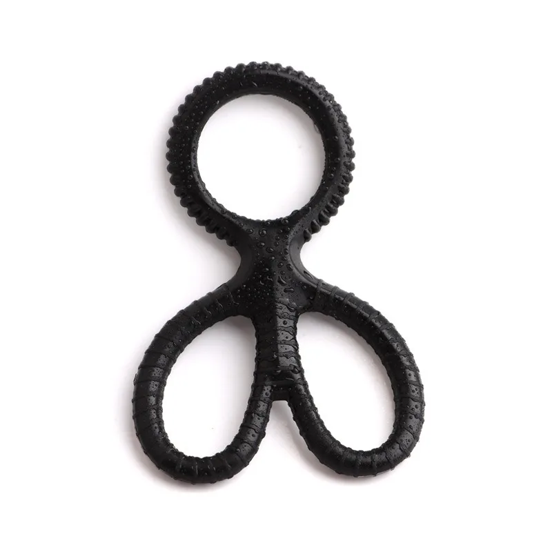 Silicone Three Ring Waterproof Male Products Strong Vibration Delay Ejaculation Penis Cock Ring Sex Toy Black Customized