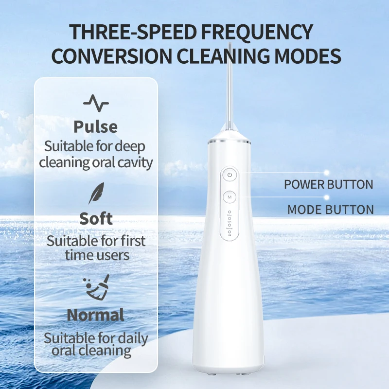 Оптовая продажа перезаряжаемый ирригатор для полости рта 3 режима Электрический водоотталкивающий стоматологический водонепроницаемый с 4 наконечниками TYPE-C английская лазерная печать
