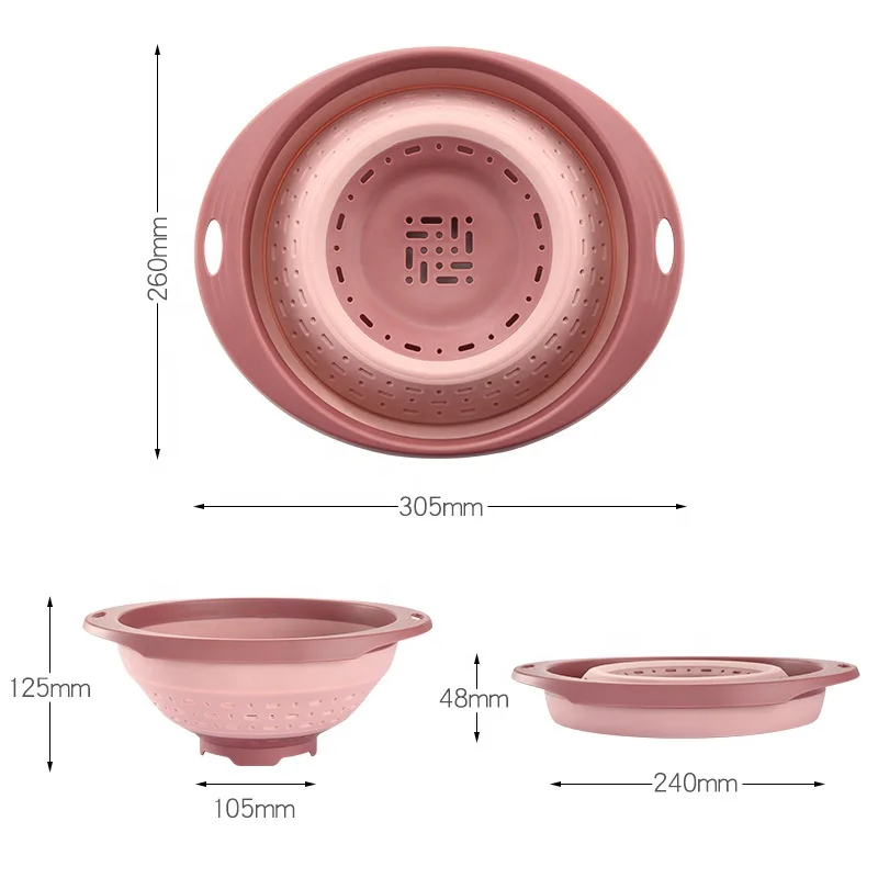 Silicone Collapsible Kitchen Colander Space-Saver Folding Strainer Colander