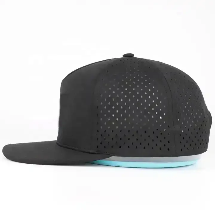 custom mens Laser Cut Hole Sweat Waterproof TPU 3D raised print printing Float 5 panel Golf snap back Snapback Caps Hats for men