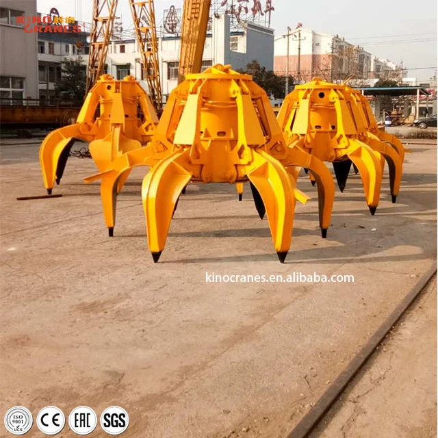 Steel Scrap Handling 10Ton Bridge Crane Using Hydraulic Type Orange Peel Grab