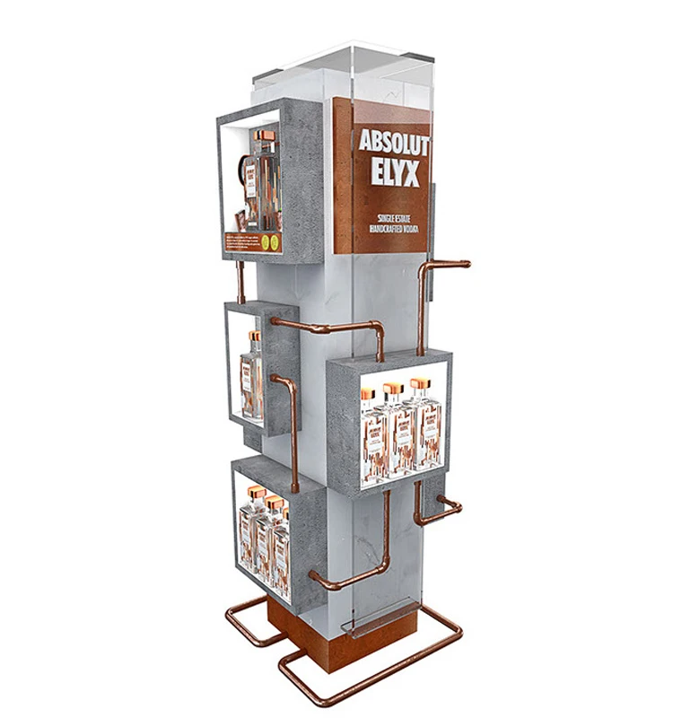Custom Single Side Flooring Supermarket Creative Merchandising Metal Pos Beer Wine Displays