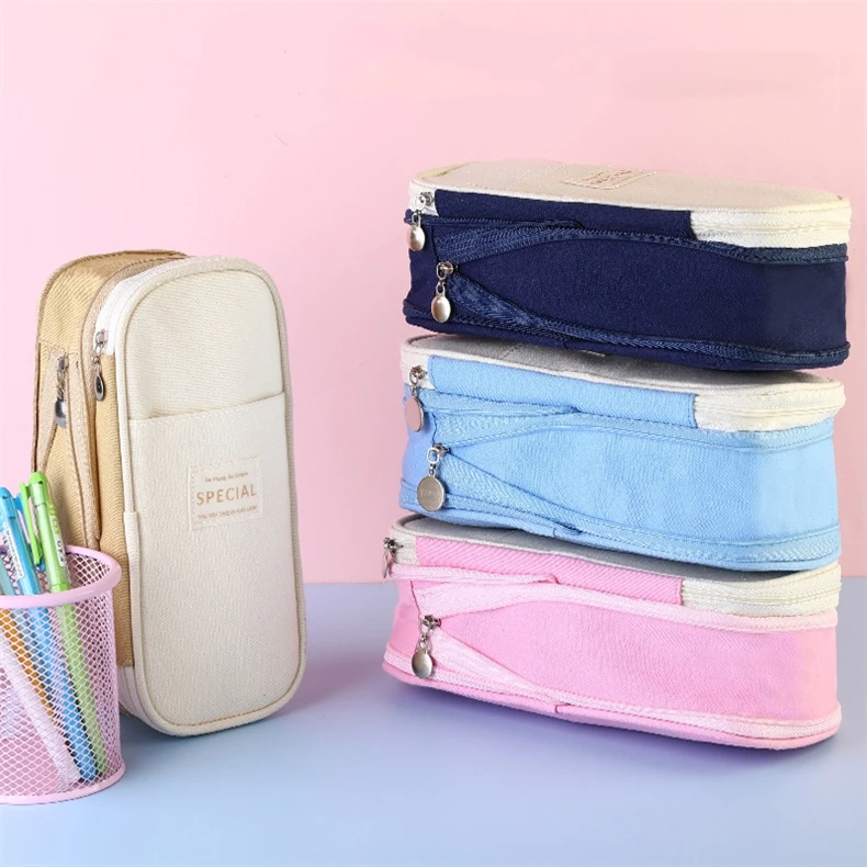 2024 wholesales custom angoo Student School Kids Children Boys pen box Pouch Stationery bags canvas packaging pencil case