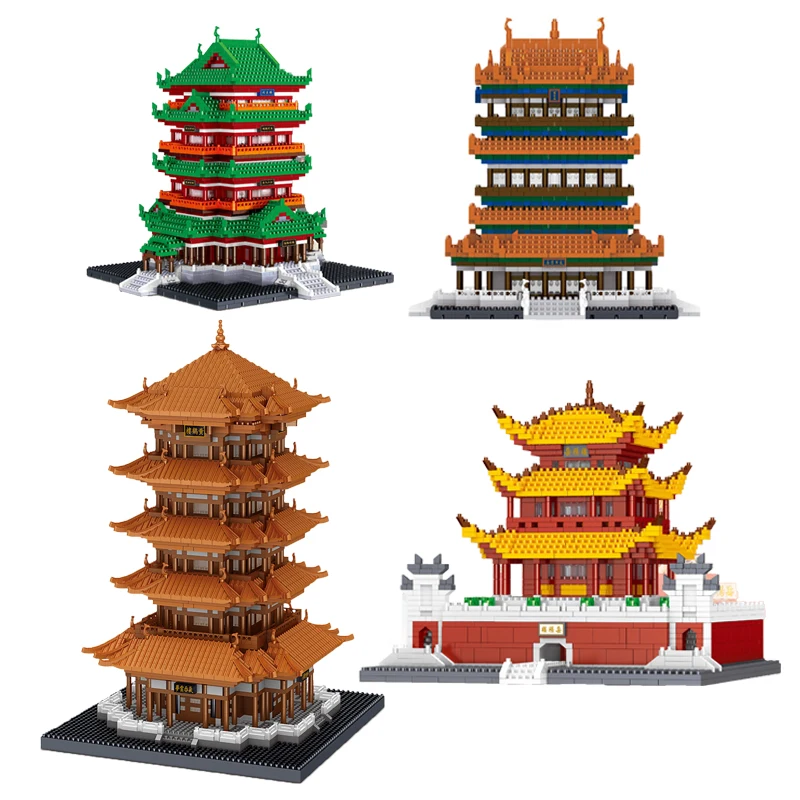 Hot Toys Educational Plastic Building Block Famous Chinese Blocks Construction Set Four Great Towers of China