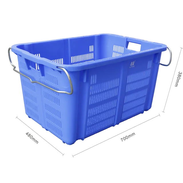 Сетчатый пластиковый ящик, пластиковая корзина с металлической ручкой
