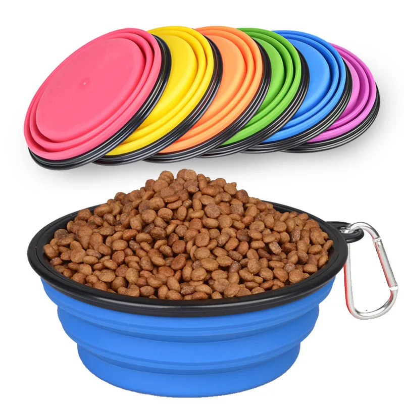 Silicone Folding Outdoor Travel Portable Accompanying Small Dog Teddy Dog Food Pet Bowl