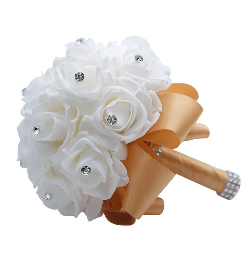 Bridal Foam Rose White Flower Party Bridesmaid decorations Wedding Bridal Bouquet