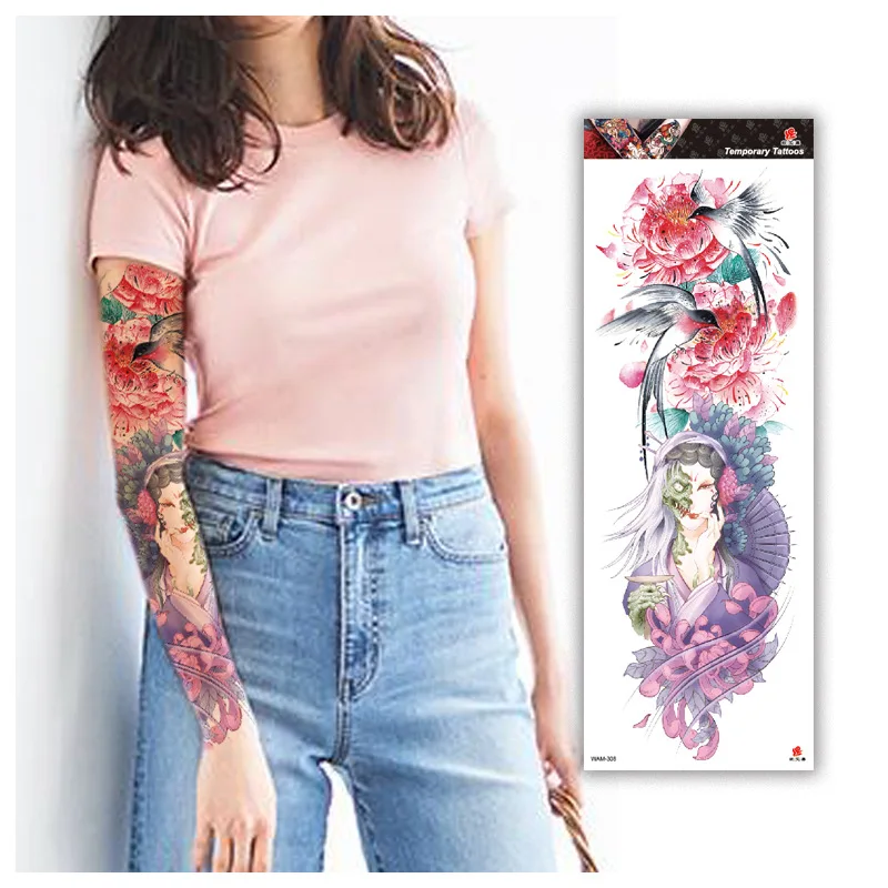 Full Arm Temporary Tattoo For Men Body Sleeve Military Warrior Tattoo Sticker Large Women Leg Half Armband Sleeve Tattoo Sticker