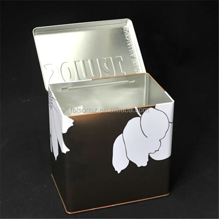 OEM Factory Empty Food Packaging Rectangular Tin Box with Hinge