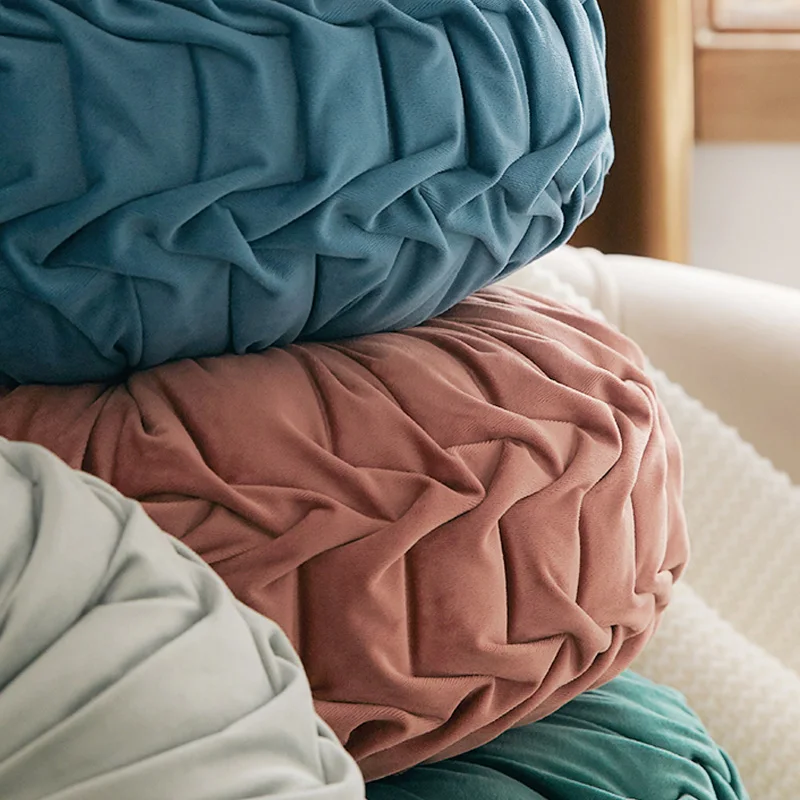 Round solid color Dutch velvet cushion sofa pumpkin pillow home decoration floor mat