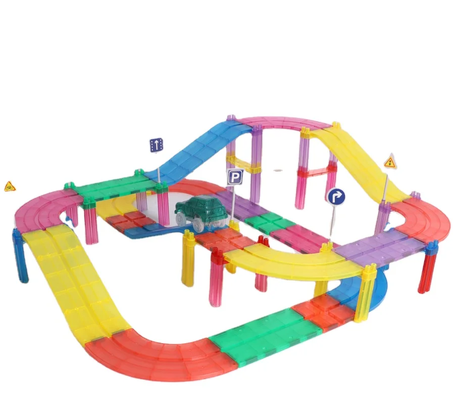 New Design magnetic Racing Track games Cars set toys Diy Magnetic Construction Toys Child Education Toy