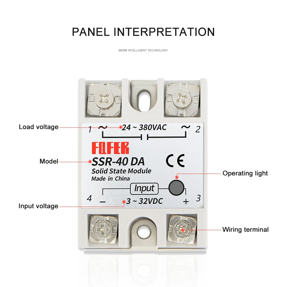 FQFER SSR 40DA Single phase solid state relay DC controlled AC ssr 40a SSR 10DA 25DA 30DA 50DA 60DA 75DA 80DA 90DA 100DA
