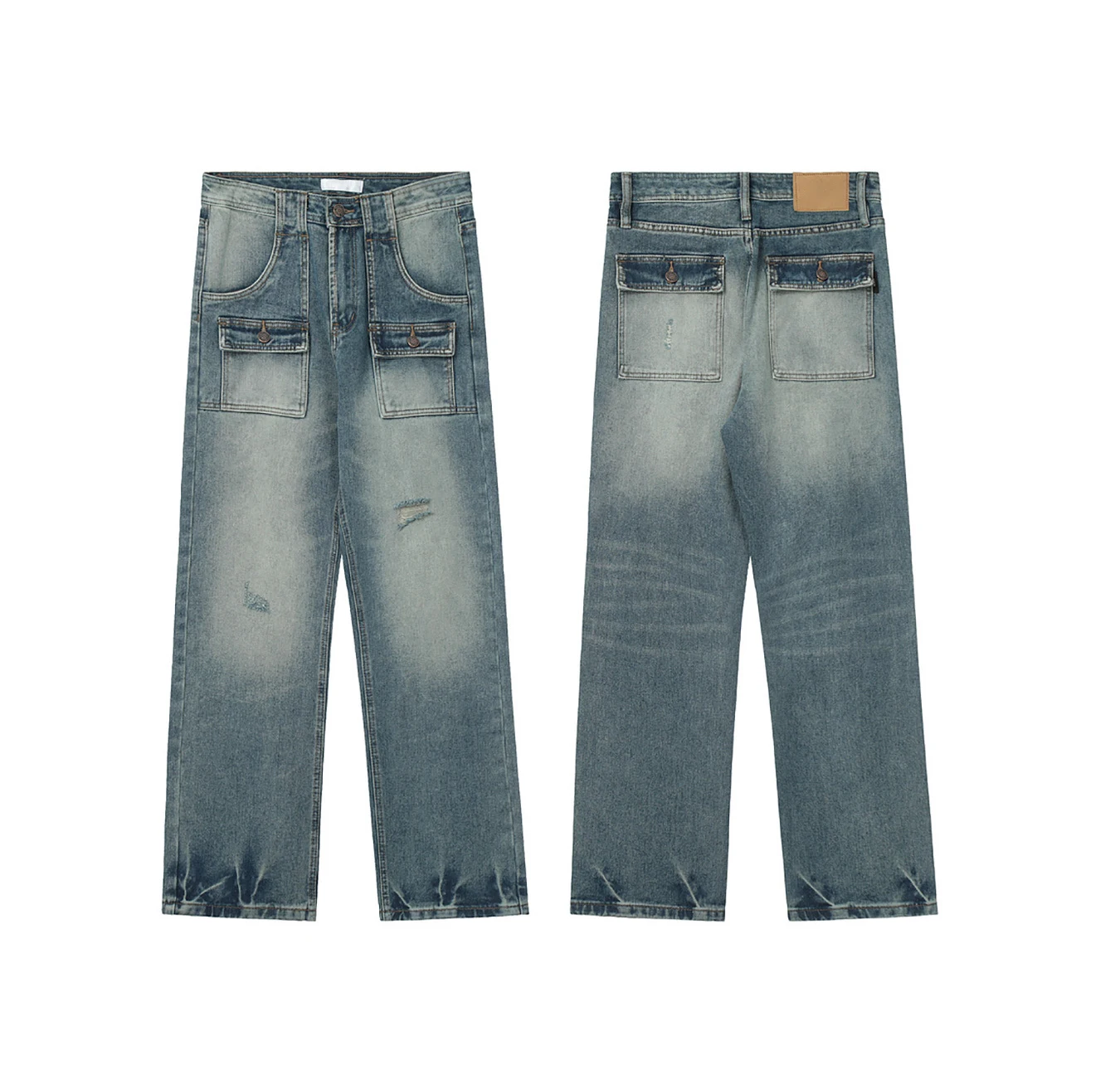 Blue Team Custom OEM ODM selvedge denim jeans vintage damage ripped distressed jeans mens raw skinny jeans for men