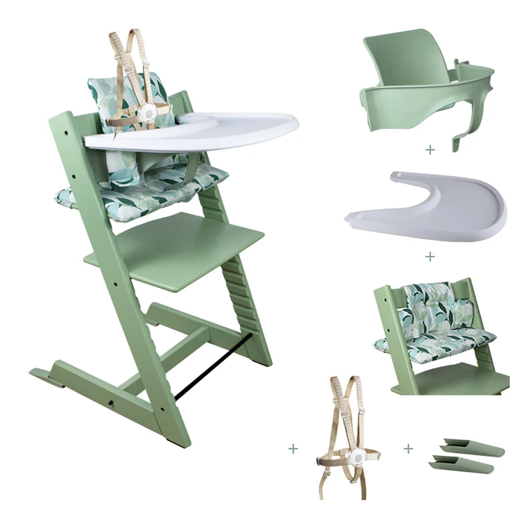 Регулируемый Детский высокий обеденный стол и стул из натуральной березы, легко моющийся детский обеденный стул (1600238921354)