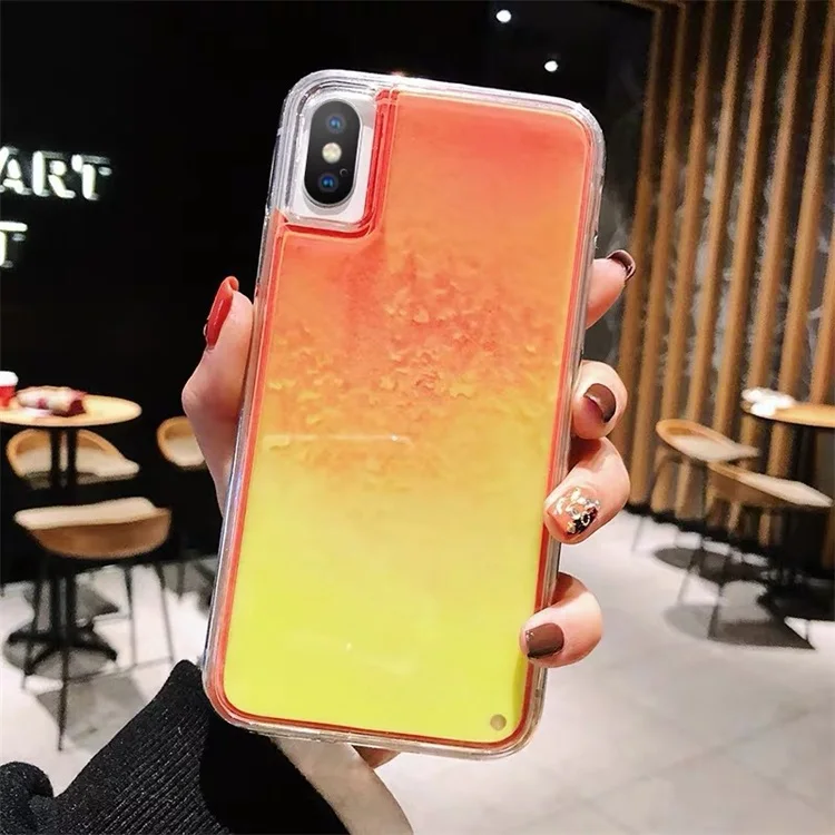 Luminous neon Liquid Sand Case Mobile Phone Case For iPhone 12 Quicksand Glitter Liquid Phone Case For iPhone 12 pro