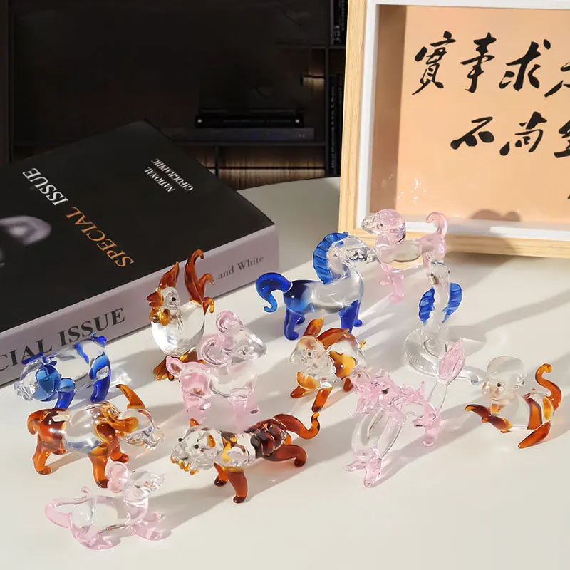 Christmas Decoration Blown  Mini  Crystal Glass Animal Horse Figurine