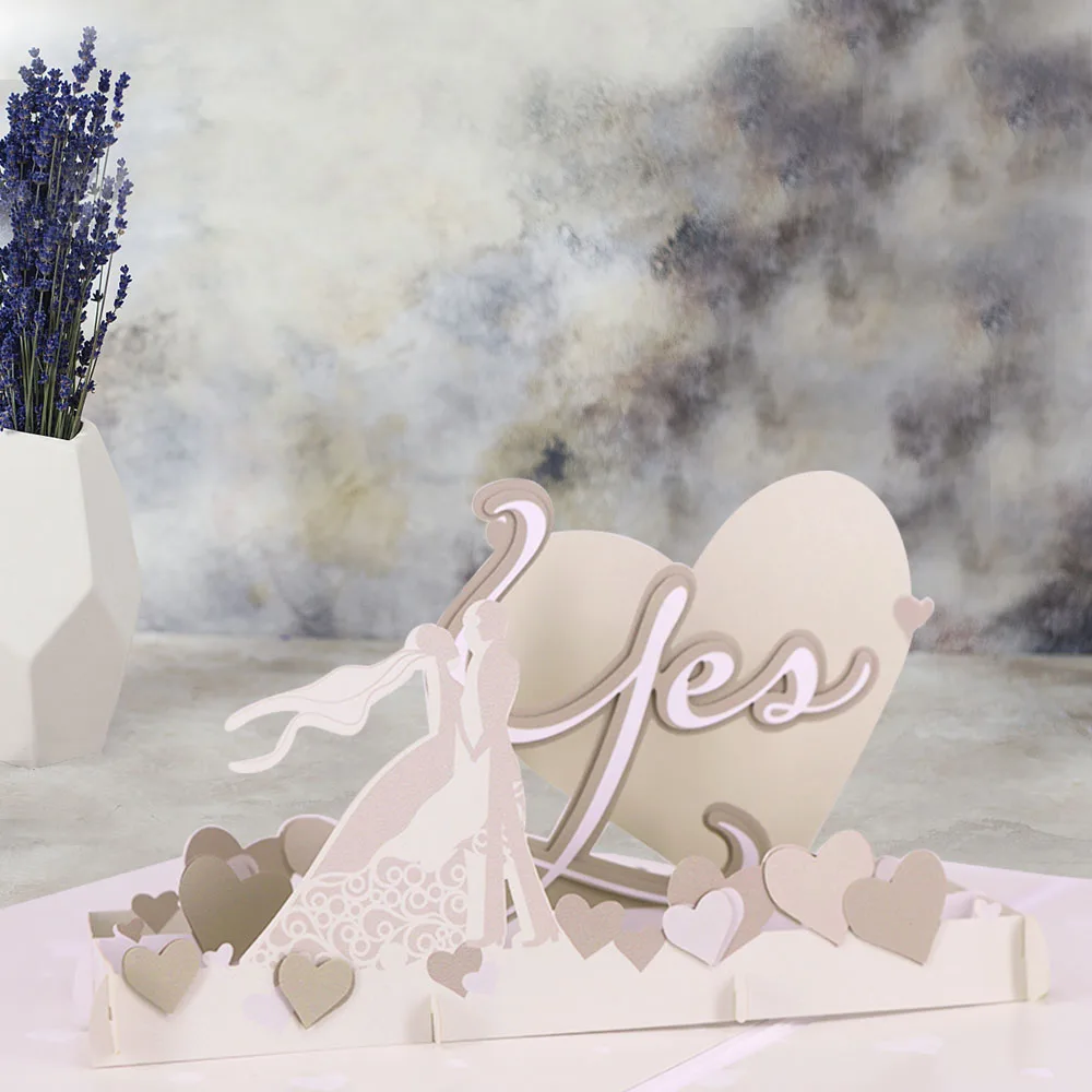 Laser Cut 3d Pop Up Luxury Wedding  Invitation Card wedding invitation card gold For Love Design